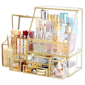 Stylish 3-Piece Glass Makeup Organizer Set for All