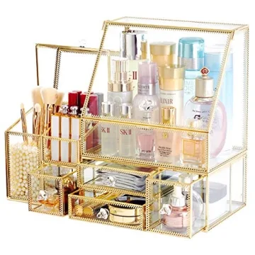 Stylish 3-Piece Glass Makeup Organizer Set for All