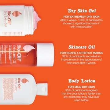 Bio-Oil Skincare Set for Scars, Stretch Marks, and Dry Skin, 3 Pc Travel Size Kit Includes Skin Care Oil (2 oz), Dry Skin Gel (1.7 oz), and Body Lotion (5.7 oz), Pregnancy and Maternity Stretch Marks