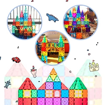 Huge Pack 180PCS Magnetic Tiles Set Magnet Toys with Ferris Wheel and Cars - Magnetic Blocks STEM Le...