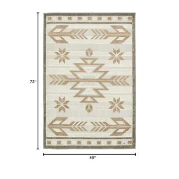 Unique Loom Outdoor Modern Collection Area Rug - Albuquerque (4' 1" x 6' 1" Rectangle, Beige/ Brown)