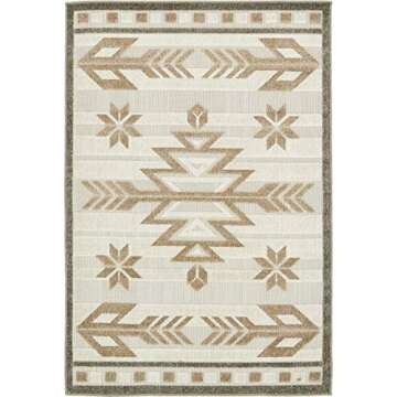 Unique Loom Outdoor Modern Collection Area Rug - Albuquerque (4' 1" x 6' 1" Rectangle, Beige/ Brown)