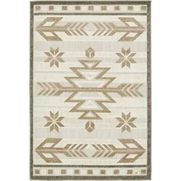 Unique Loom Outdoor Modern Collection Area Rug - Albuquerque (4' 1" x 6' 1" Rectangle, Beige/ Brown)