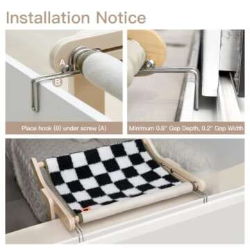 Cat Window Hammock seat Cat Window Perch Sturdy, Adjustable, Durable and Stable cat Bed, Provides Full Sunbathing Space and can Hold up to 40 lbs. (Chessboard)