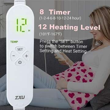 ZXU Heating Pad for Back Pain Relief - Ultra Soft Sherpa Comfort