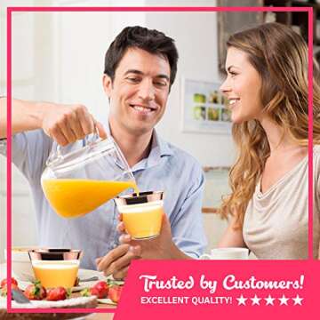 Rose Gold Plastic Cups & Napkins - Set of 60 | Fancy & Fun Disposable Decorations for Birthdays, Wedding Reception, Cocktail & Engagement Parties, Baby & Bridal Showers, Dinners, Catering