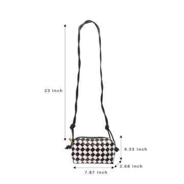 Printdraws Woven Bag Crossbody Bags for Women, Small Zipper Closure Handmade Shoulder Purse with Adj...