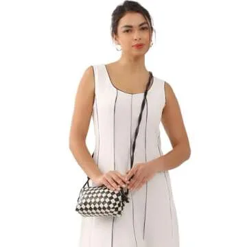 Printdraws Woven Bag Crossbody Bags for Women, Small Zipper Closure Handmade Shoulder Purse with Adjustable Strap (Black)