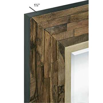 Hamilton Hills 24" x 36" Vanity Brown Framed Wood Rectangular Wall Mirror | Rustic Natural Wood Framed Mirror | Solid Construction Glass| Vanity, Bedroom, or Bathroom | Hangs Horizontal or Vertical