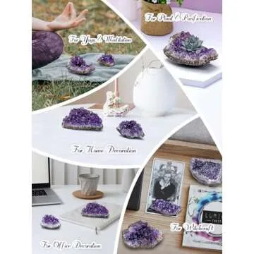 Jovivi Amethyst Clusters, Natural Raw Amethyst Geode Healng Crystals Stone Rock Crystal Cluster Druzy Gemstone Specimen for Witchcraft, 0.18 lb-0.33 lb