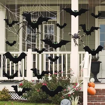 AKEROCK 24 PCS Hanging Bats Halloween Decorations