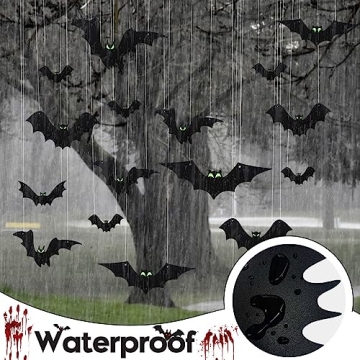 AKEROCK 24 PCS Hanging Bats Halloween Decorations