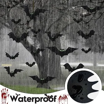 AKEROCK 24 PCS Hanging Bats Halloween Decorations