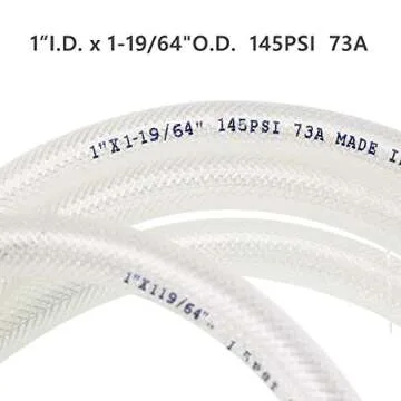 1" ID x 25 Ft High Pressure Braided Clear PVC Vinyl Tubing Flexible Vinyl Tube, Heavy Duty Reinforced Vinyl Hose Tubing, BPA Free and Non Toxic