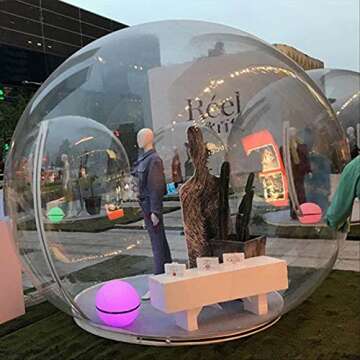 Abilen 4M/13ft Inflatable Bubble Tent Clear Luxurious 2M Single Tunnel Inflatable Dome Bubble House Transparent Large Outdoor Tents for Camping Backyard Large Family Tents