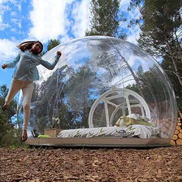 Abilen 4M/13ft Inflatable Bubble Tent Clear Luxurious 2M Single Tunnel Inflatable Dome Bubble House Transparent Large Outdoor Tents for Camping Backyard Large Family Tents
