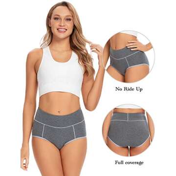 POKARLA Womens Cotton Underwear High Waist Full Coverage Briefs Soft Breathable Postpartum Panties Stretch Underpants Regular & Plus Size