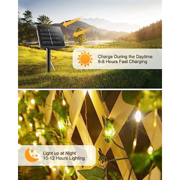 Solar Fairy Lights 33Ft with Ivy - Perfect Outdoor Lighting