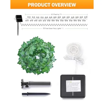 Solar Fairy Lights 33Ft with Ivy - Perfect Outdoor Lighting