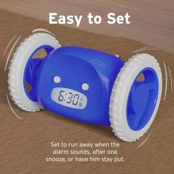 CLOCKY Extra Super Loud Alarm Clock for Heavy Sleepers Adults Kids Teens Bedroom, Move Jump Roll Run...