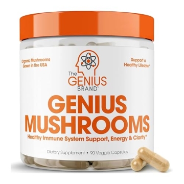 Genius Mushroom Supplement - Lions Mane, Cordyceps, Reishi - Brain Nootropic for Energy, Focus, Over...