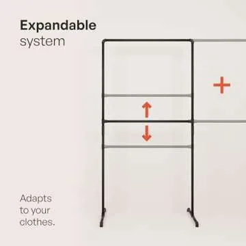 pamo freestanding clothes rail in industrial loft design - LAS III - wardrobe for walk-in closet wall I bedroom clothes rack made of black sturdy tubes
