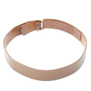 German WWI Brown Leather Belt with Prussian Brass and Nickel ‘Gott Mit Uns’ Buckle- Size 32-36 (81cm-91cm)