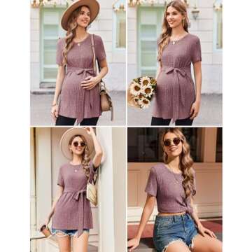 Ekouaer Maternity Shirts - Cute & Comfortable Pregnancy Tee Tunic