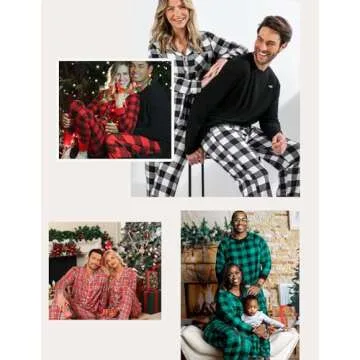 SWOMOG Matching Couple Pajamas Christmas Pjs Long Sleeve Holiday Sleepwear Lightweight Soft Loungewear for Men and Women