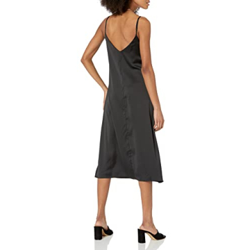 The Drop Women's Ana Silky V-Neck Midi Slip Dress - Black