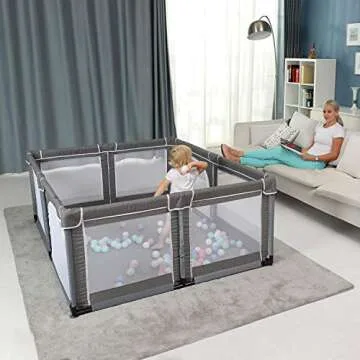 YOBEST Baby Playpen, Extra Large Play Pens for Toddlers, Babys Fence Play Area, Indoor & Outdoor Playard for Babies Kids Activity Center with Gate, Sturdy Safety Play Yard with Soft Breathable Mesh