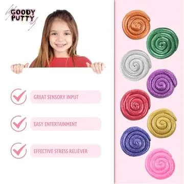 Dazzle Putty Toy Goody Putty Mini Tins 8 Pack of Sensory Glitter Putty Fidget Toy for Boys and Girls