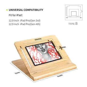 ELETIUO Bamboo Tablet Desktop Stand - Adjustable & Foldable for iPad Pro 12.9"