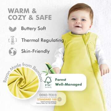 HAPIU Unisex Rayon Made from Bamboo Baby Sleep Sack TOG 1.0, 2-Way Zipper YKK, Wearable Blanket Baby...