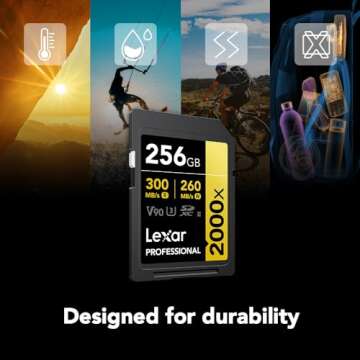 Lexar 256GB Professional 2000x SDXC Memory Card, UHS-II, C10, U3, V90, Full-HD & 8K Video, Up To 300MB/s Read, for DSLR, Cinema-Quality Video Cameras (LSD2000256G-BNNNU)
