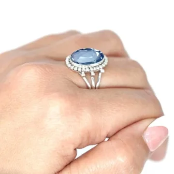 JEWELOPORIUM Iolite Quartz Ring in 925 Sterling Silver - Handmade Jewelry Size 8