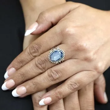 Iolite Quartz Ring in 925 Sterling Silver - Size 8