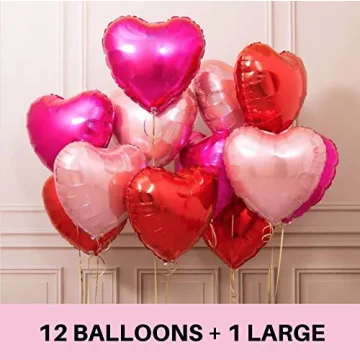 Hot Pink Heart Balloons 15 Pack Valentine's Day Decor