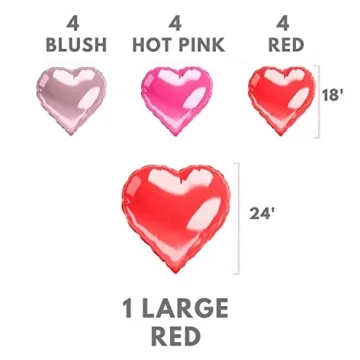 Hot Pink Heart Balloons 15 Pack Valentine's Day Decor