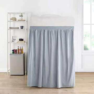 Extended Dorm Sized Cotton Bed Skirt Panel with Ties (1 Panel) - Faded Denim (for Raised or lofted beds)