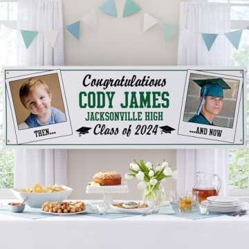 Let's Make Memories Personalized Graduation Banner - Graduation Party Decorations - Customized Congr...