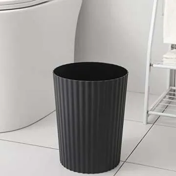 JiatuA Small Trash Can Plastic Wastebasket Round Garbage Container Bin for Bathroom, Kitchen, Bedroom, Home Office, College Dorm, Black