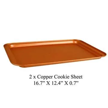 SIOODO Original Cookie Sheet & Roasting Tray Set - 3 pcs Toxic Free NONSTICK - Organic Environmental Friendly Premium Coating - Durable Quality - 2 X Baking Sheets 1 X Roasting Pan - BAKEWARE