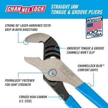 Channellock 426 6.5-Inch Straight Jaw Tongue&Groove Pliers|Groove Joint Plier with Comfort Grips|0.8...