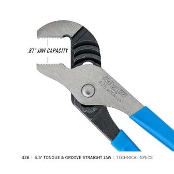 Channellock 426 6.5-Inch Straight Jaw Tongue&Groove Pliers|Groove Joint Plier with Comfort Grips|0.87-Inch Jaw Capacity|Laser Heat-Treated 90░ Teeth|Forged High Carbon Steel,Black,Blue,Silver