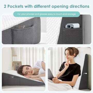 Cozymaker 7.5" Bed Wedge Pillow for Sleeping After Surgery, Back Support, Leg Elevation, Gerd Acid R...