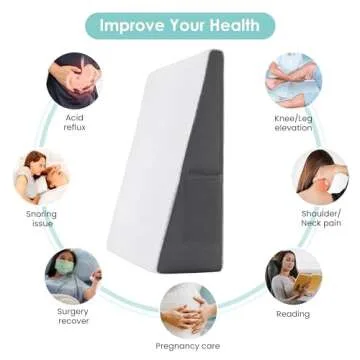 Cozymaker 7.5" Bed Wedge Pillow for Sleeping After Surgery, Back Support, Leg Elevation, Gerd Acid Reflux, Neck Pain, Snoring, Cooling Memory Foam Triangle Incline Wedge, Removable Washable Cover