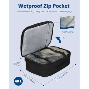 Hynes Eagle Travel Backpack 40L Flight Approved Carry on Backpack Men Large Cabin Weekender Laptop B...