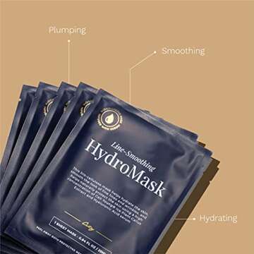 City Beauty Line-Smoothing HydroMask - Serum-Infused Biocellulose Sheet Masks - Moisture-Rich Formula Visibly Plumps Skin & Smooths Wrinkles - Anti-Aging Cruelty-Free Skin Care - 5-Pack