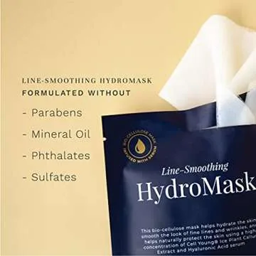 City Beauty Line-Smoothing HydroMask - Serum-Infused Biocellulose Sheet Masks - Moisture-Rich Formula Visibly Plumps Skin & Smooths Wrinkles - Anti-Aging Cruelty-Free Skin Care - 5-Pack